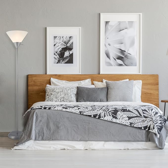 GLOBE Electric 677150 Elliott 72" Floor Lamp, Silver, White Plastic Shade, On/Off Rotary Switch on Shade, Standing, Living Room Decor, Bedroom, Tall, Corner Light-HomvellaHome