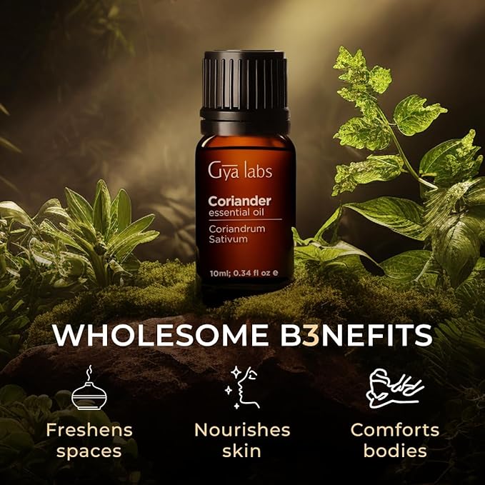 Gya Labs Coriander Essential Oil for Diffuser - 0.34 Fl Oz - 100% Pure Natural Coriander Oil for Skin, Aromatherapy, Skincare Massages & Candle Making Scent-HomvellaHome