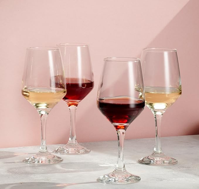 Godinger Wine Glasses, Italian Made Red Wine Glasses, Wine Glass, Stemmed Drinking Glasses, Glass Cups - Made in Italy, 15oz, Set of 4-HomvellaHome