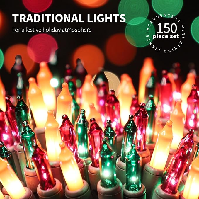 150LIGHTS Orange Purple and Green Extra-Bright with End Connectors Halloween Decorative Lights 9.72m UL Certified Mini String Light Set Waterproof for Halloween Home Garden Tree Party Patio-HomvellaHome