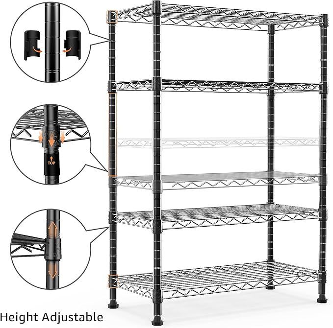 1000 lbs Storage Shelving Steel Heavy Duty 4-Tier Utility Shelving Unit Steel Organizer Wire Rack for Home,Kitchen,Office (13.7" D x 29.5" W x 47.2" H)-HomvellaHome