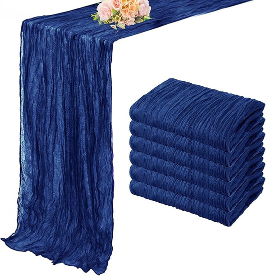 10FT 6 Pack Royal Blue Cheesecloth Table Runner 20 x 120 Inch Long Rustic Gauze Cheese Cloth Table Runner for Wedding Bridal Baby Shower Table Decorations Boho Fabric Sheer Birthday Party Table Decor-HomvellaHome