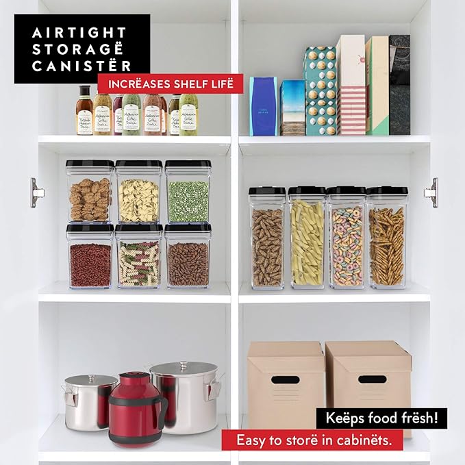 DWËLLZA KITCHEN Airtight Food Storage Containers with Lids – 4 Piece Set Air Tight Kitchen Storage Containers Clear Pantry Organization and Storage Set BPA-Free - Keeps your Food Fresh & Dry-HomvellaHome