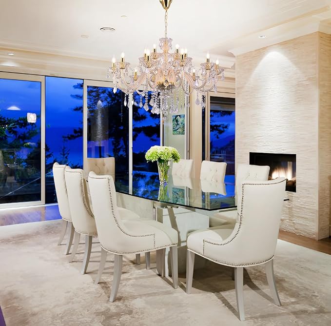 18-Light Double-Layer Crystal Chandelier for Living Room Gold Ceiling Pendant Light Fixtures with K9 Crystal Modern Luxury Lighting for Dining Room, Bedroom, Kitchen-HomvellaHome