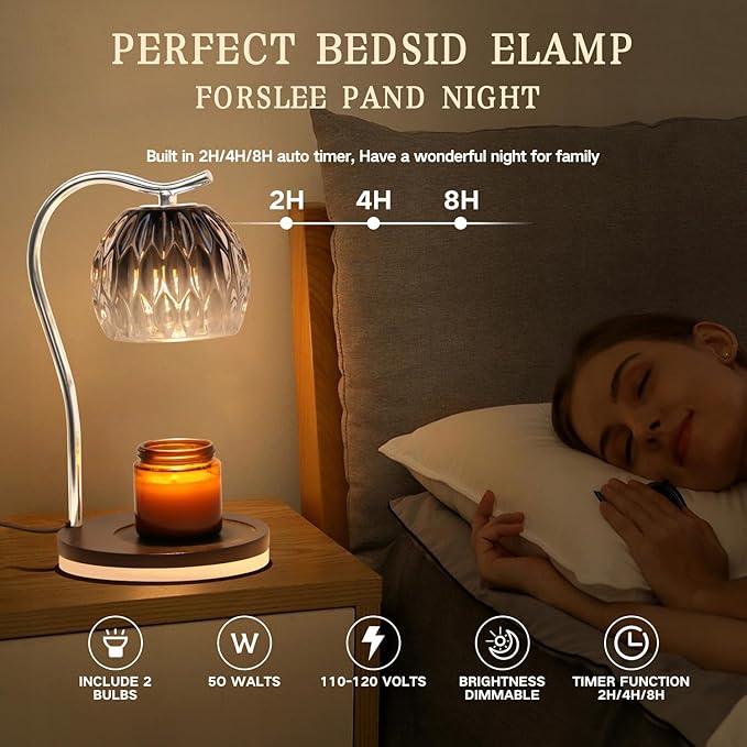 GEEZO Fragrance Candle Warmer Lamp，Electric Candle Warmer with Timer & Dimmer，Mom Christmas Birthday Gifts for Women, House Warming Gifts New Home Bedroom Decor-HomvellaHome