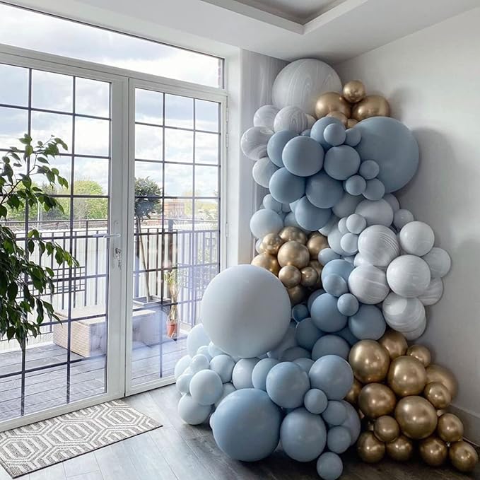 130pcs Dusty Blue Balloons Different Sizes 18" 12" 10" 5" Slate Blue Balloons for Boys Girls Baby Shower Wedding Anniversary Graduation Engagements Birthday Party Decorations-HomvellaHome