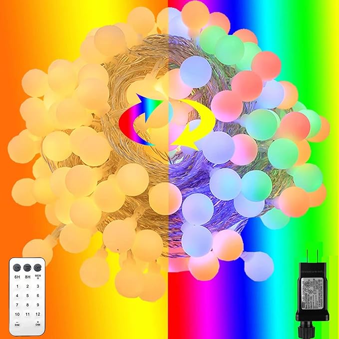 Globe String Lights,Multicolor 116 Feet 200 led 11 Lighting Modes Fairy String Lights with Remote,Waterproof Mini Globe Lights Decorn for Indoor Outdoor Party Wedding Christmas Tree Garden-HomvellaHome