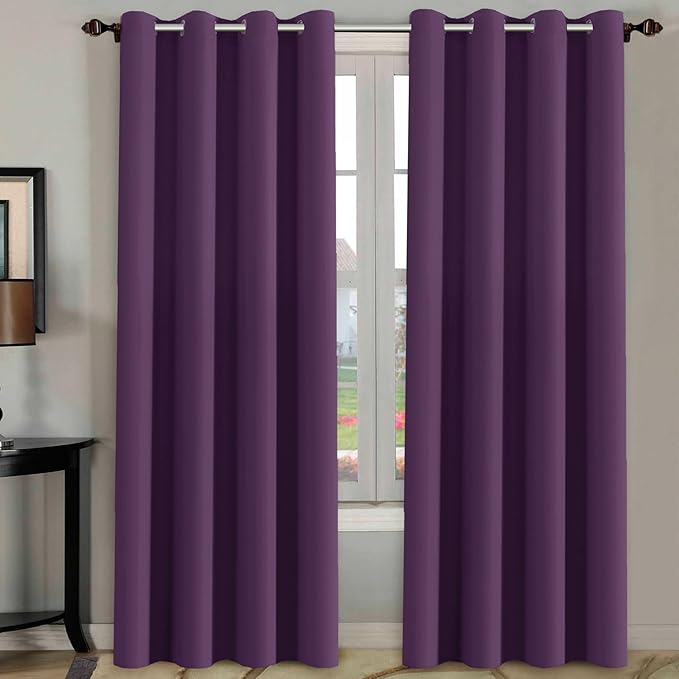 H.VERSAILTEX Blackout Curtains/Draperies/Drapes for Bedroom 108 Inches Long, Extra Long Thermal Insulated Window Treatment Light Blocking Grommet Privacy Curtains, Plum Purple, 2 Panels-HomvellaHome