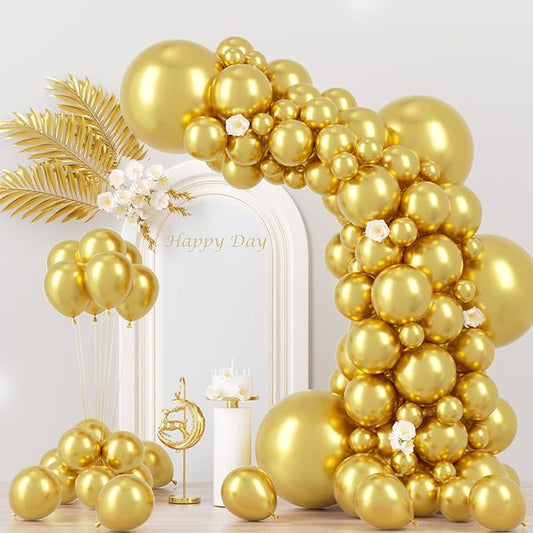 130pcs Metallic Gold Balloons Different Sizes 18" 12" 10" 5" Party Latex Balloons for Birthday Graduation Baby Shower Wedding Anniversary New Year Party Decorations-HomvellaHome