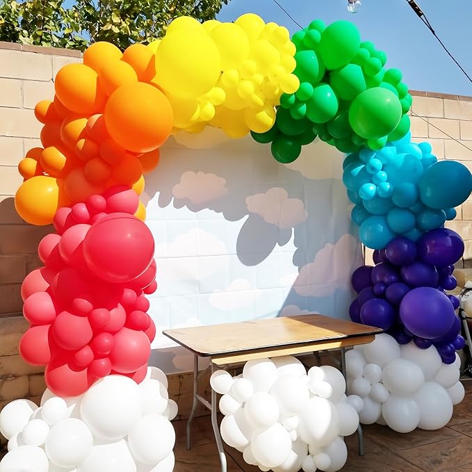 134pcs Rainbow Balloon Arch Kit Different Sizes 18" 12" 10" 5" Assorted Color Latex Balloon Garland Arch Kit for Birthday Baby Shower Graduation Wedding Gender Reveal Party Decorations-HomvellaHome