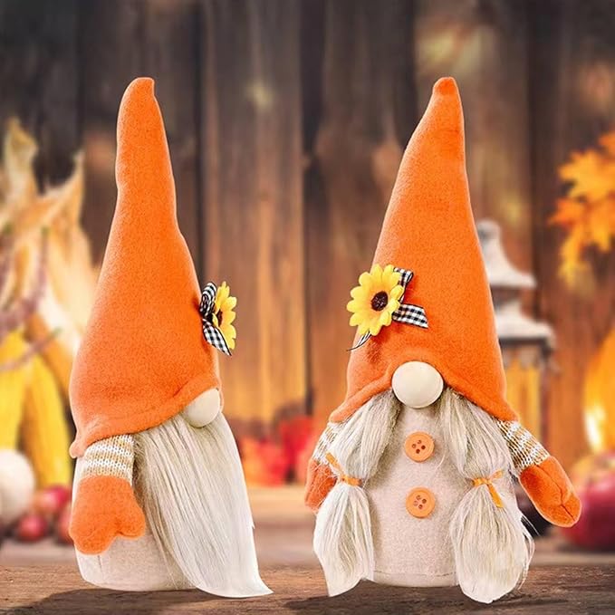 Gnomes Plush Decorations,Fall Decor Fall Gnome Plush Decoration for Home,Handmade Swedish Tomte Doll Mr and Mrs Scandinavian Gnomes,Fall Home Decor Thanksgiving Gnome Table Decorations,Girl-HomvellaHome