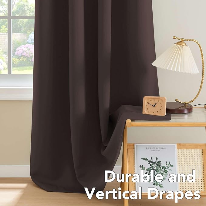 H.VERSAILTEX Brown Blackout Curtains 2 Panels Room Darkening Curtains Window Panel Drapes Kitchen Curtains- (Chocolate Brown Color)- 52 inch Wide by 84 inch Long Solid Pattern, Grommet Top-HomvellaHome
