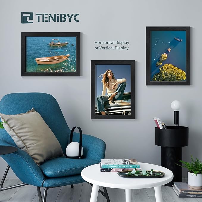 12x16 Picture Frame 3 pk - Textured Black Wood, HD Tempered Glass, Wall Gallery Picture Photo Frame-HomvellaHome