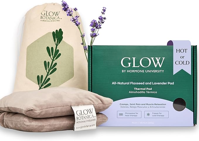 Glow Heating Pad with Flaxseed & Lavender for Hot & Cold Therapy, Microwavable Heat Pad for Back, Neck, Shoulder, Knee, Leg & Menstrual Cramp Relief, Washable & Reusable, One Size Fits All-HomvellaHome