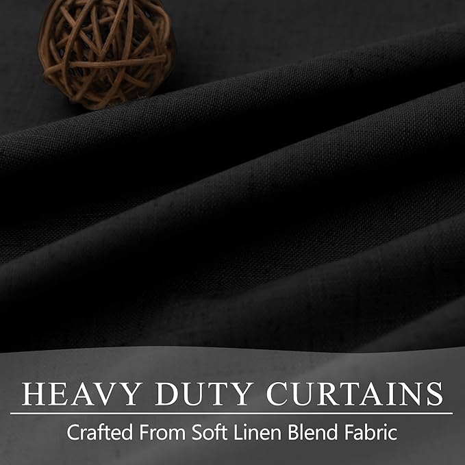 102 Inch Curtains Black Out Linen Blackout Curtains for Bedroom Aesthetic 2 Panel Long Drapes Large Window Sun Light Blocker Custom Made Size Thermal Insulated Curtains for Living Room 52x102 Length-HomvellaHome