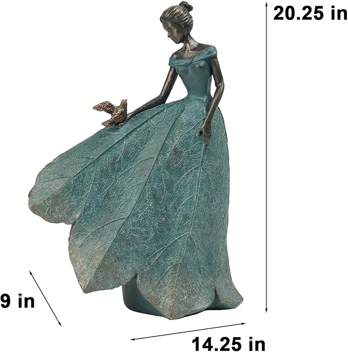 Guichifun Fairy Statue Collection Home Decoration - Leaf Angel Girls Resin Home Decor for Outside or Inside Rustic Garden Outdoor Yard Decorations Figurines Gift 14.25 x 9 x 20.25 Inch-HomvellaHome