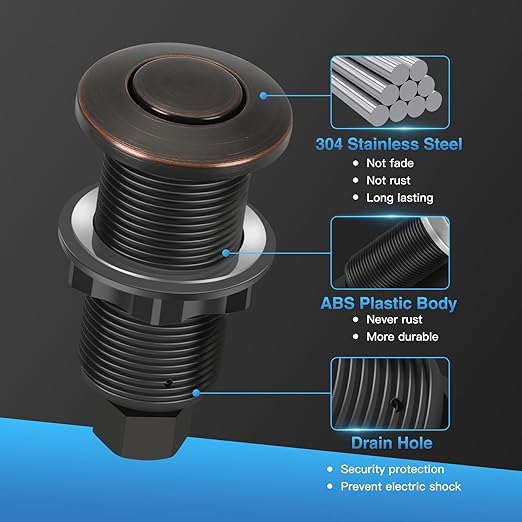 Garbage Disposal Air Switch Kit, UL Certified Professional Garbage Disposal Switch Button Power Module, Sink Top Waste Disposer On/Off Switch-HomvellaHome