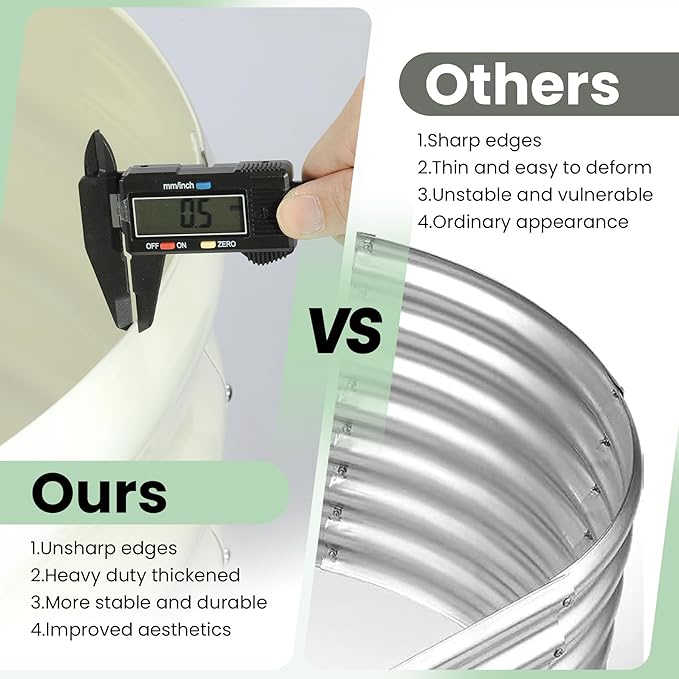 2 Pcs 6x3x1ft Oval Raised Garden Bed, Galvanized Raised Beds,Open-Ended Base Metal Raised Planter Beds,Garden Bed Outdoor,Planter Raised Boxes for Vegetables, Flowers,Tool-Free Asse,White-HomvellaHome