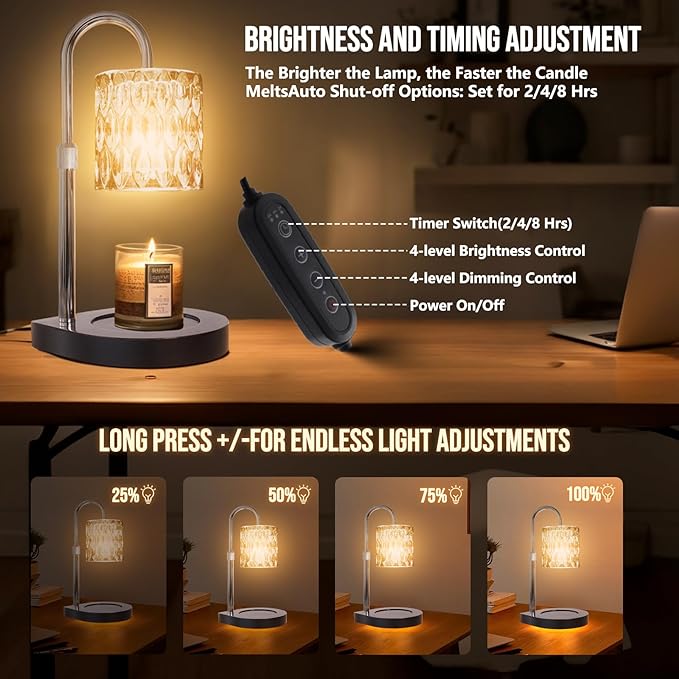 GEEZO Fragrance Candle Warmer Lamp，Electric Candle Warmer with Timer & Dimmer，Mom Christmas Birthday Gifts for Women, House Warming Gifts New Home Bedroom Decor-HomvellaHome