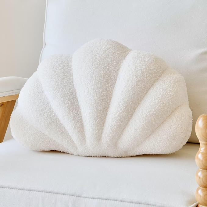 Ivory Seashell Throw Pillows, Shell Shaped Throw Pillows, 13 Inch Soft Home Decorative Pillow Plush Cushion for Bed Couch Living Sofa Room Decor Accent Throw Pillow-HomvellaHome