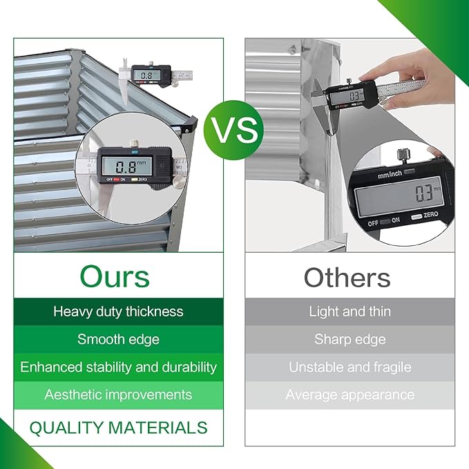 GARDMAX 8x4x2FT Galvanized Raised Garden Bed Kit, Metal Planter Boxes Outdoor with Easy Assembly, Large Garden Bed for Vegetables, Fruits, Flower, Herbs Rectangle Silver-HomvellaHome