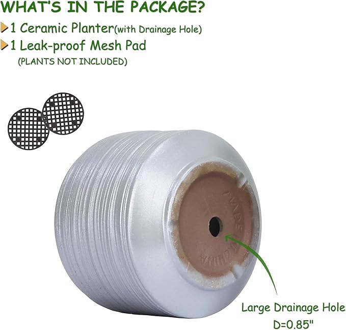 10 Inch Ceramic Plant Pot with Drainage – Large Flower Pot for Indoor Outdoor Plants, Modern Decorative Planter for Patio, Balcony, Garden, or Home Decor-HomvellaHome