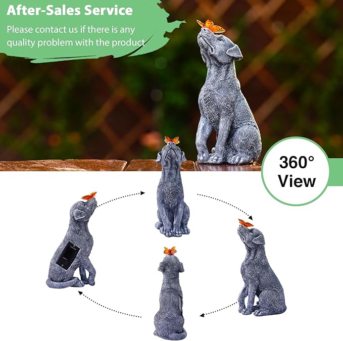 Goodeco Dog Statue with Butterfly - Ideal Gifts for Dad, Mom or Birthdays, Beautifully Crafted Outdoor Decorations to Wow Your Guests-HomvellaHome