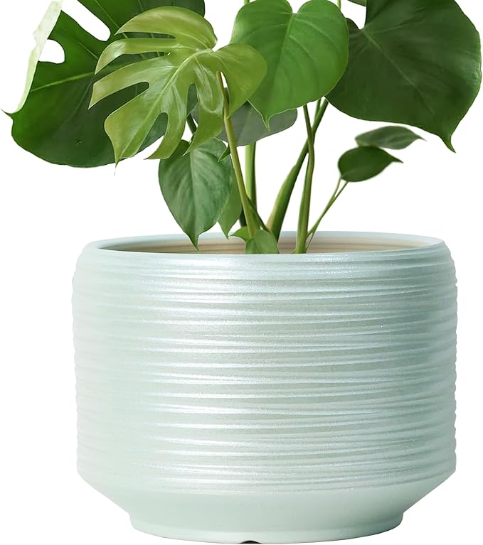 10 Inch Ceramic Plant Pot with Drainage – Large Flower Pot for Indoor Outdoor Plants, Modern Decorative Planter for Patio, Balcony, Garden, or Home Decor-HomvellaHome