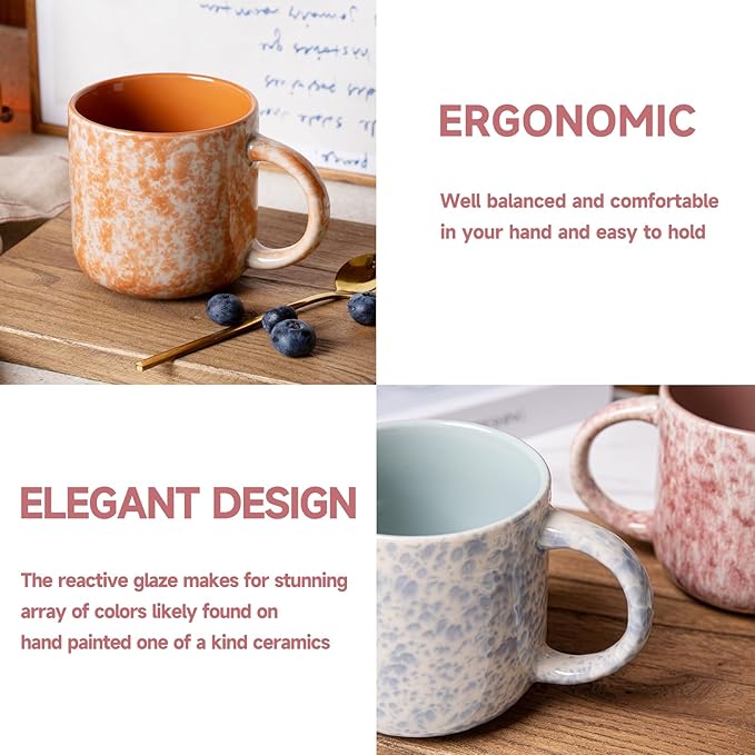 12 OZ Coffee Mugs Set of 6, Modern Coffee Mugs Set with handle for Tea/Latte/Cappuccino/Milk/Cocoa.-HomvellaHome