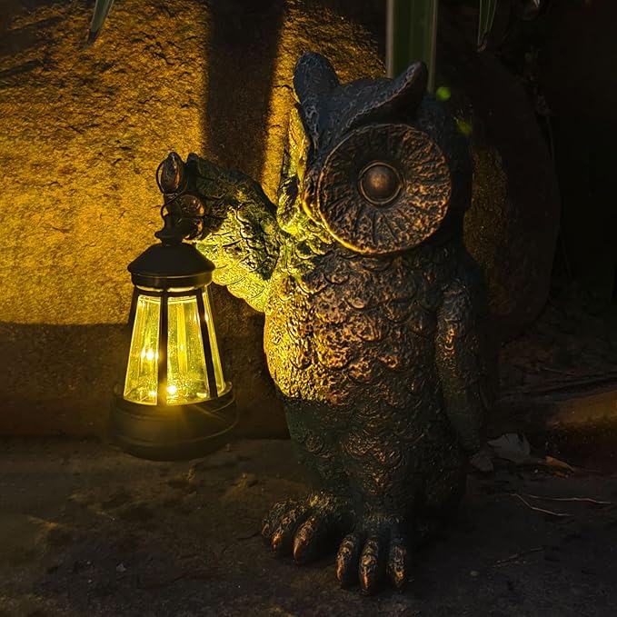 Garden Statues Outdoor, owl Figurines Decorated with Solar Lights, Unique Christmas Birthday Gifts for Moms, Grandmas, Women, Wives, Sisters-HomvellaHome