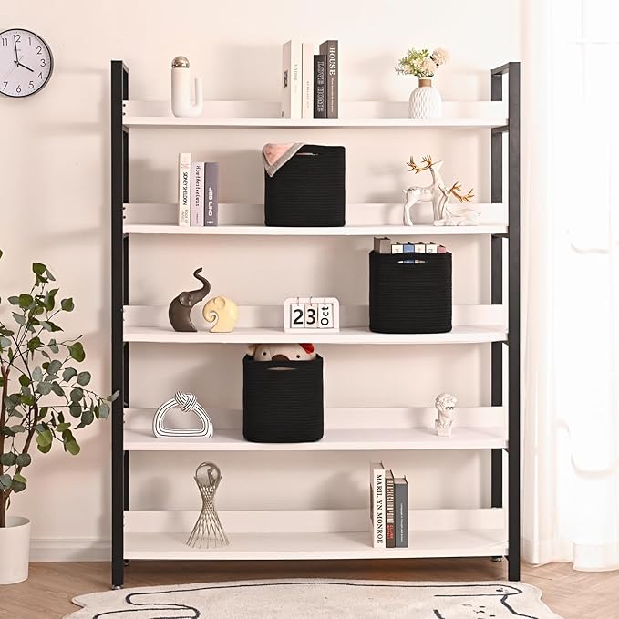 11 Inch Cube Storage Bins, Storage Cube Organizer Bins, Woven Cotton Rope Basket for Storage, Storage Baskets for Organizing Shelves, Square Baskets for Toys, Black (Pack of 3)-HomvellaHome