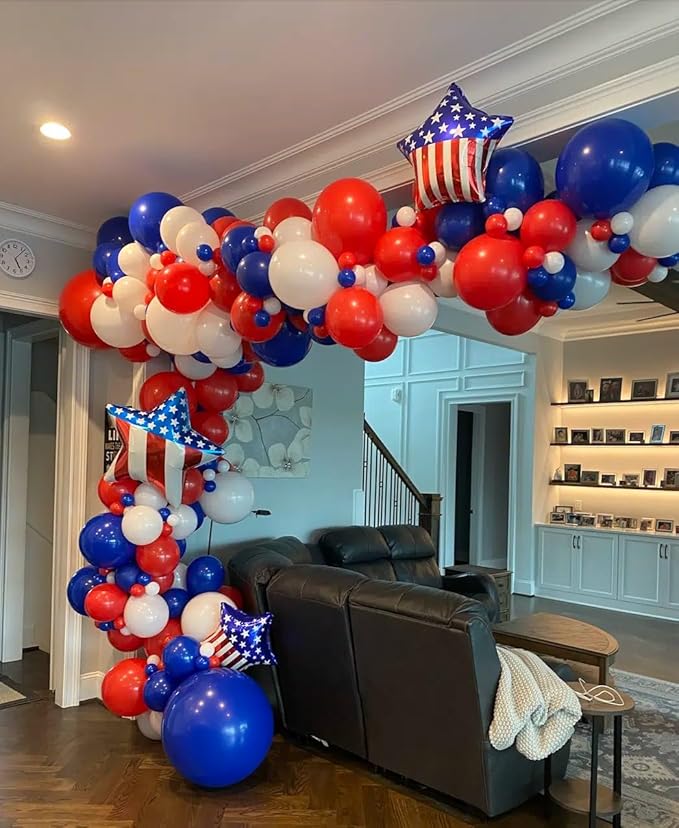 130pcs Red White Blue Balloons Different Sizes 18" 12" 10" 5" Party Latex Balloons for Birthday Graduation 4th of July Independence Day Anniversary New Year Holiday Party Decorations-HomvellaHome