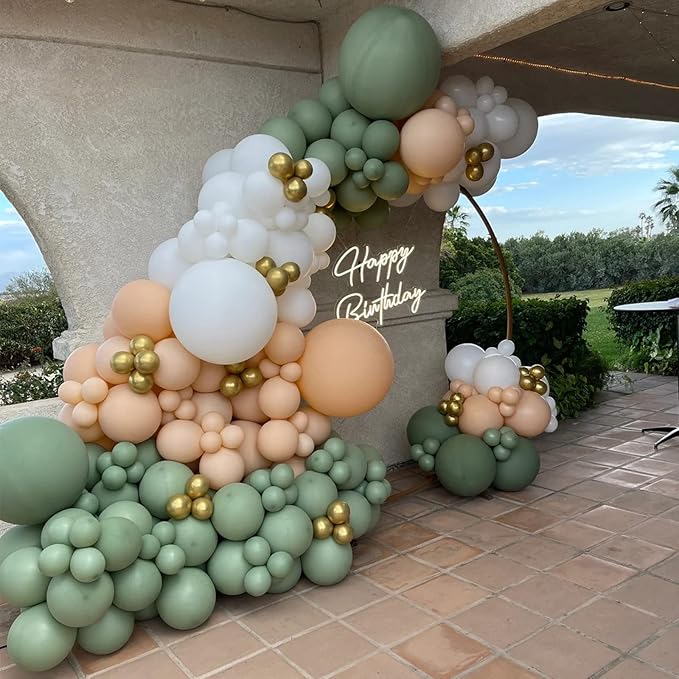130pcs Sage Green Balloons Different Sizes 18" 12" 10" 5" Olive Green Balloons for Birthday Graduation Baby Shower Wedding Anniversary New Year Party Decorations-HomvellaHome