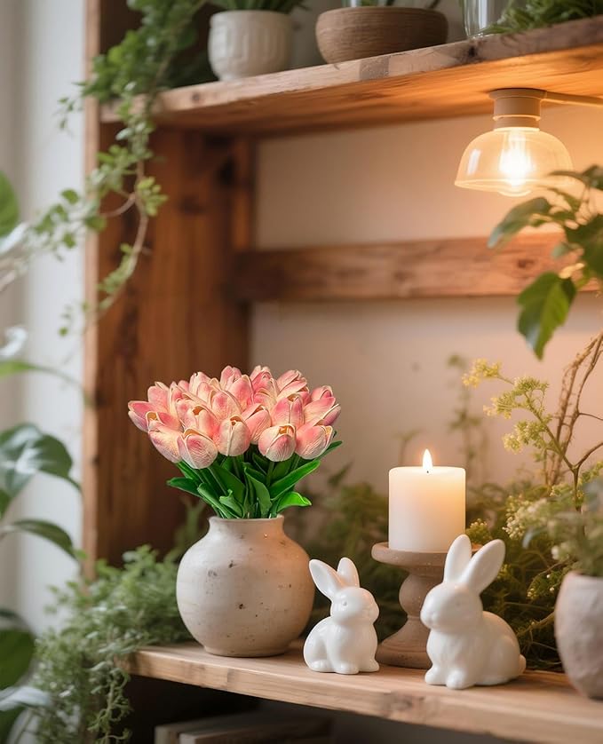 15pcs Real Touch Tulips PU Artificial Flowers Fake Tulips Flowers for Arrangement Wedding Party Easter Spring Home Dining Room Office Decoration-HomvellaHome