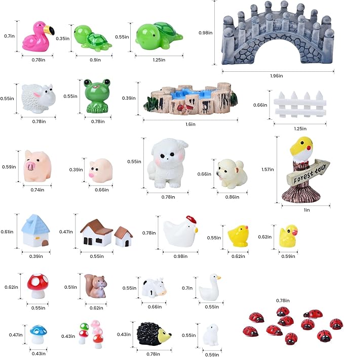 120 Pcs Fairy Garden Accessories, Micro Landscape Ornaments Kit, Mini Resin Animals with Fairy Tiny House for Home Outdoor and Plant House Decor-HomvellaHome