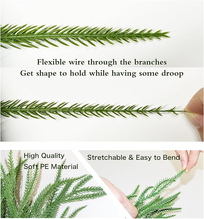 12FT Christmas Garlands Norfolk Pine Garland Real Touch Artificial Faux Greenery Garland for Holiday Indoor Outdoor Decor-HomvellaHome