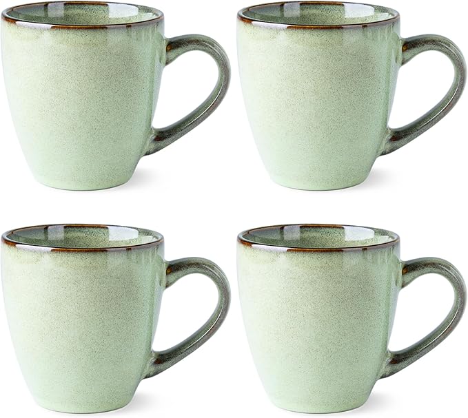 GBHOME Ceramic Coffee Mugs Set of 4, 12oz Stoneware Coffee Mugs Set For Dad Mom Women MEN, Light Weight Ceramic Coffee Cups for Latte/Tea/Beer/Hot Cocoa, Dishwasher & Microwave Safe, Pastel Green-HomvellaHome