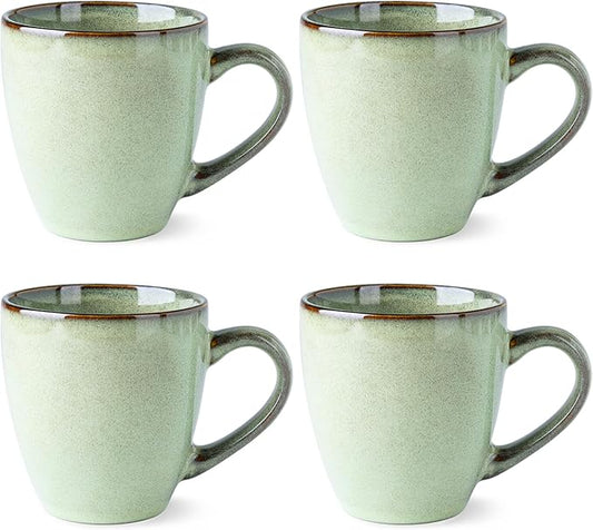 GBHOME Ceramic Coffee Mugs Set of 4, 12oz Stoneware Coffee Mugs Set For Dad Mom Women MEN, Light Weight Ceramic Coffee Cups for Latte/Tea/Beer/Hot Cocoa, Dishwasher & Microwave Safe, Pastel Green-HomvellaHome