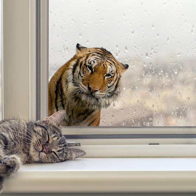 Gentle Tiger Wall Stickers & Decals - Peel & Stick, Removable Funny Tiger Window Stickers for Farmhouse Bedroom, Living Room & Shop Windows-HomvellaHome