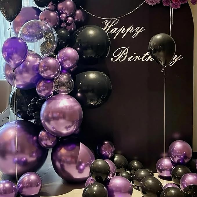 130pcs Metallic Purple Balloons Different Sizes 18" 12" 10" 5" Chrome Purple Latex Balloon Garland Arch Kit for Birthday Baby Shower Graduation Wedding Gender Reveal Party Decorations-HomvellaHome
