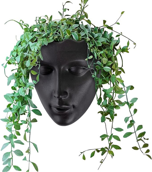 GDYOOSHOW 6.7" Tall Hanging Planter Wall Flower Pot for Garden Balcony Indoor or Outdoor (Black Resin)-HomvellaHome