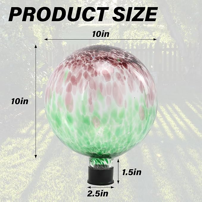 Gazing Ball 10 Inch Glass Reflective Garden Globe Outdoor Gazing Globe Sphere Yard Ornament for Garden Yard Home Outdoor Decoration Gift for Women (Green)-HomvellaHome
