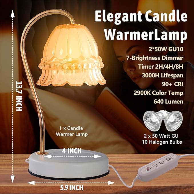 GEEZO Fragrance Candle Warmer Lamp，Electric Candle Warmer with Timer & Dimmer，Mom Christmas Birthday Gifts for Women, House Warming Gifts New Home Bedroom Decor-HomvellaHome