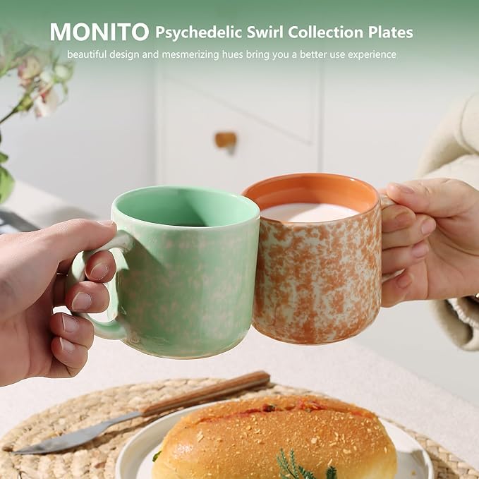 12 OZ Coffee Mugs Set of 4, Modern Ceramic Coffee Mugs Set with handle for Tea/Latte/Cappuccino/Milk/Cocoa.-HomvellaHome