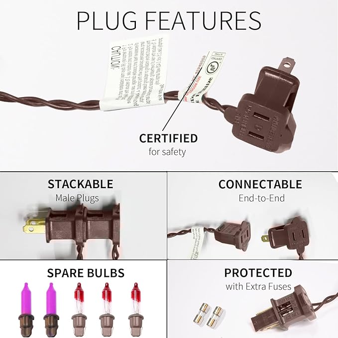 150LIGHTS Purple Extra-Bright with End Connectors Halloween Decorative Lights 9.72m UL Certified Mini String Light Set Waterproof for Halloween Home Garden Christmas Tree Party Patio Wedding-HomvellaHome