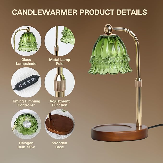 GEEZO Fragrance Candle Warmer Lamp，Electric Candle Warmer with Timer & Dimmer，Mom Christmas Birthday Gifts for Women, House Warming Gifts New Home Bedroom Decor-HomvellaHome
