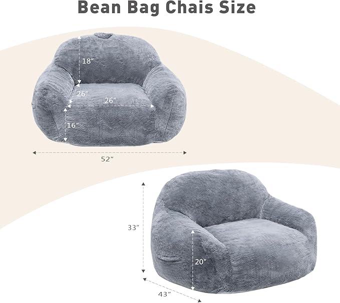 Giant Bean Bag Chair, Oversized Bean Bag Chairs for Adults and Kids, Gaming Chair Stuffed Memory Foam | Storage | Non-Slip, Removable Bean Bag Sofa Comfy Chair for Bedroom, Livingroom-HomvellaHome