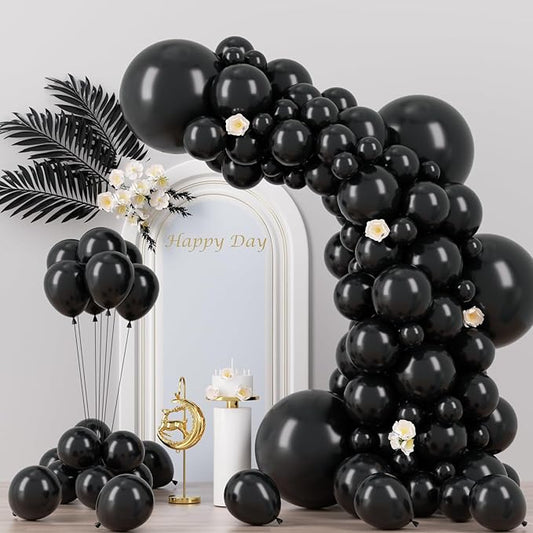 130pcs Black Balloons Different Sizes 18" 12" 10" 5" Party Latex Balloons for Birthday Graduation Baby Shower Anniversary New Year Holiday Party Decorations-HomvellaHome