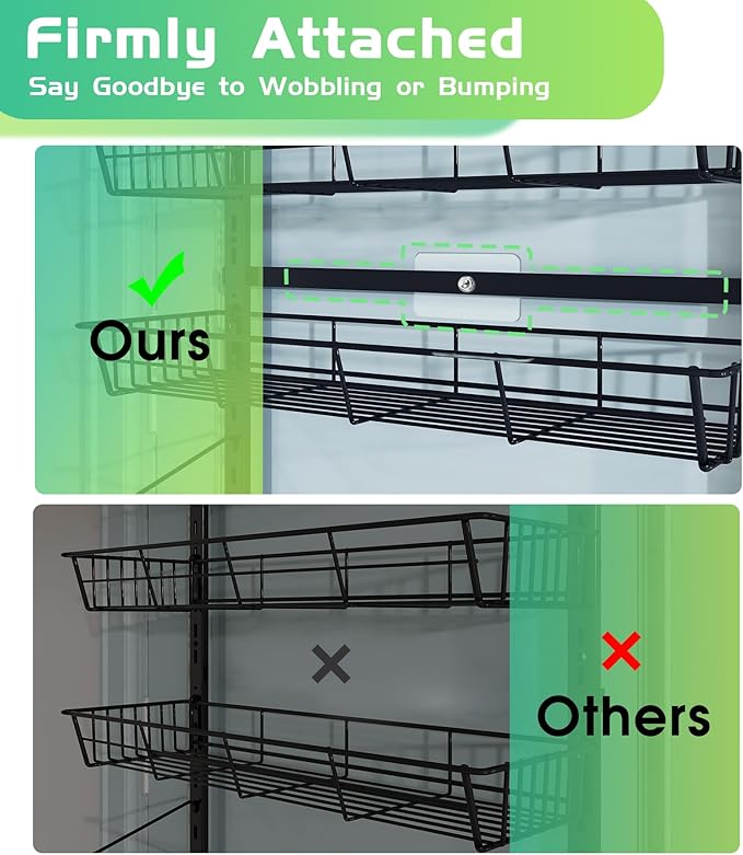 10-Tier Over The Door Pantry Organizer, Pantry Organization and Storage, Black Metal Hanging Adjustable Basket, Wall Spice Rack Seasoning Shelves, Home & Kitchen Essentials-HomvellaHome