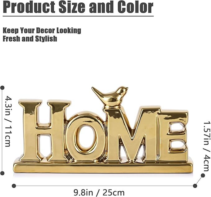 Gold Love Sign Statue - Personalized Home Decor, Bird Sculpture for Living Room, Bedroom, Desktop & Cabinets-HomvellaHome